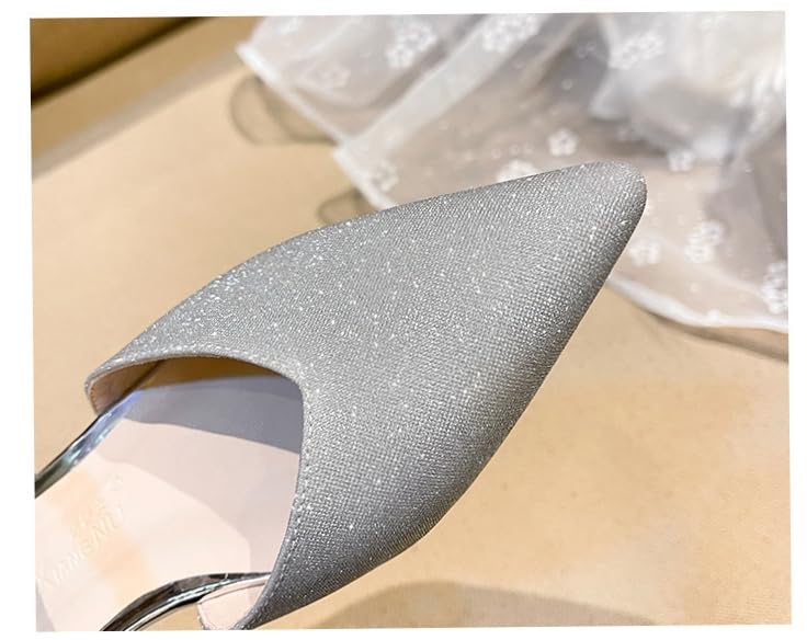 LXJYDN Sandal Women Stylish Rhinestone Decorated Pointed Toe Sandals Thick Heel Flat Sandals - Afbeelding 3