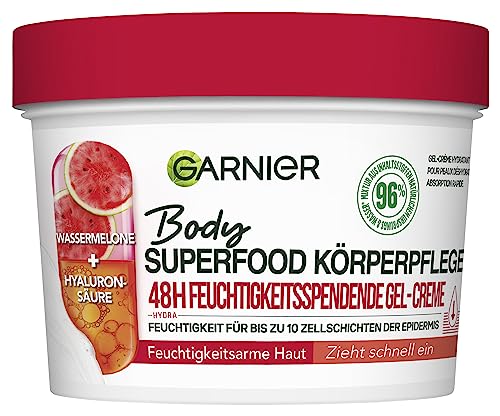 Garnier Body Superfood - Crema de gel hidratante para el cuerpo, 48 horas, con sandía y ácido hialurónico, 380 ml