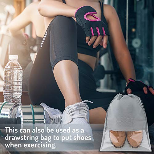 Whaline 15 Pieces Travel Shoe Bag, Large Non-Woven Drawstring Shoes Storage Bags With Transparent Slot For Men And Women (Light Grey) #TOP6