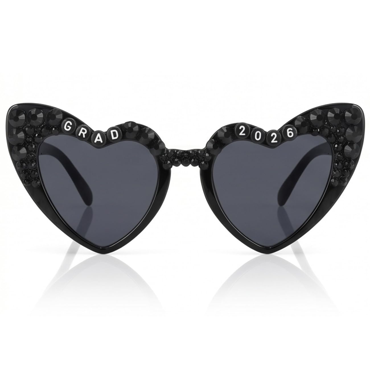 Tbay Class of 2026 Graduation Glasses, Grad 2026 Sunglasses Black Heart Shape Grad Glasses for Her Him Graduation Gifts Party Decorations