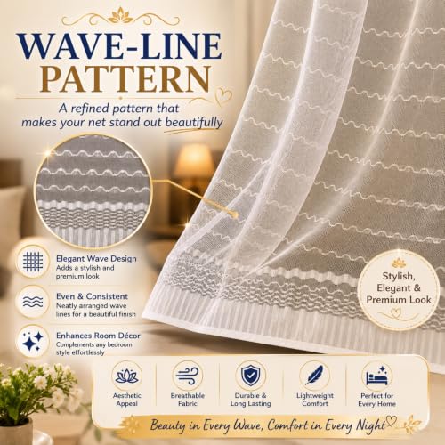 Image of Mosquito Net for King Size Bed & Double Bed, 6x7 ft, Wall /Hook Hanging, Premium Poly-Cotton Blend Fabric Foldable Machhardani (Pastel Cream)