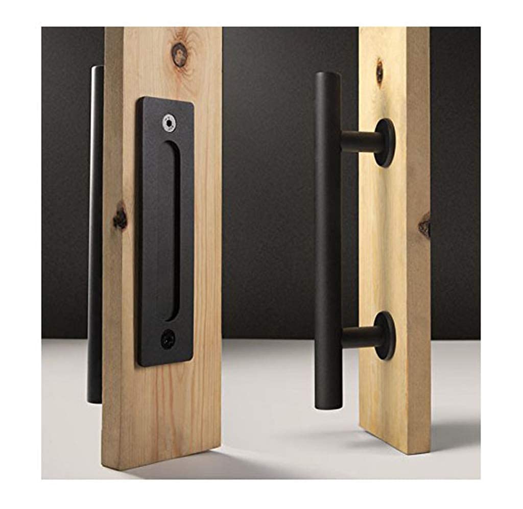 AIPINQI Sliding Door Handle, Heavy Duty Barn Door Handle Stainless Pull Hardware Set Hardware Handle for Closet Home Black Door Handles