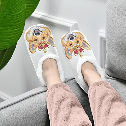 Naanle Corgi Dog Women's Memory Foam Comfy Indoor Outdoor Bedroom Shoes Fuzzy Fleece Warm Home Slippers with Anti-Slip Rubber Sole4