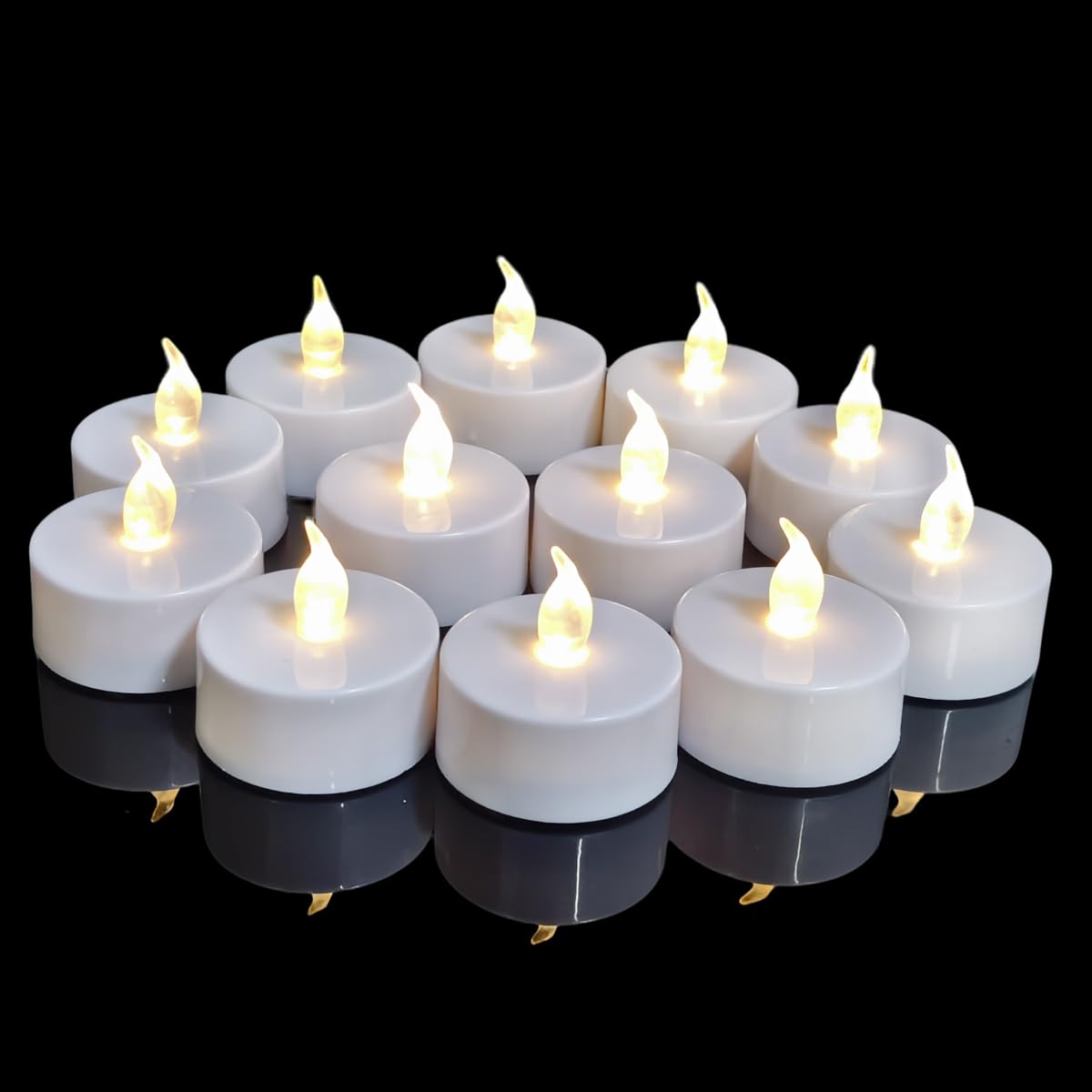 Anzhen LED Teelichter,12Stück Flammenlose batterie kerzen realistische flackernde Teelichter,Extra lange Batterie 200+ Stunden für Hochzeit, Festival, Parteien, Hauptdekorationen