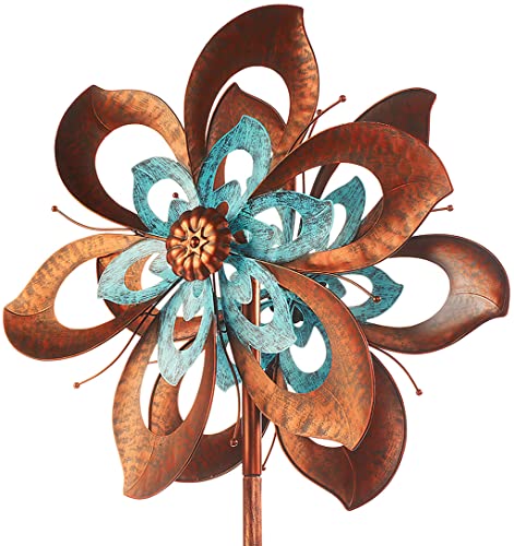 Kobolo Windrad Flower XXL, 61x213 cm, braun, XXL Metallwindrad,...