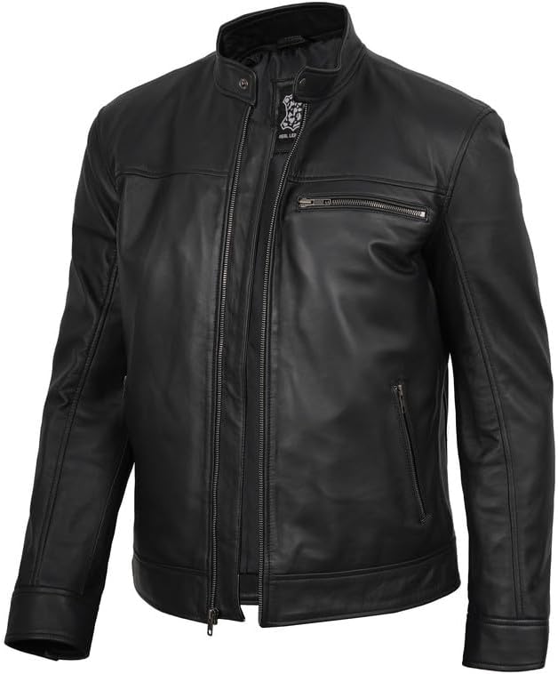 Decrum Leather Jacket For Men - Casual Stylish Real Lambskin Leat...