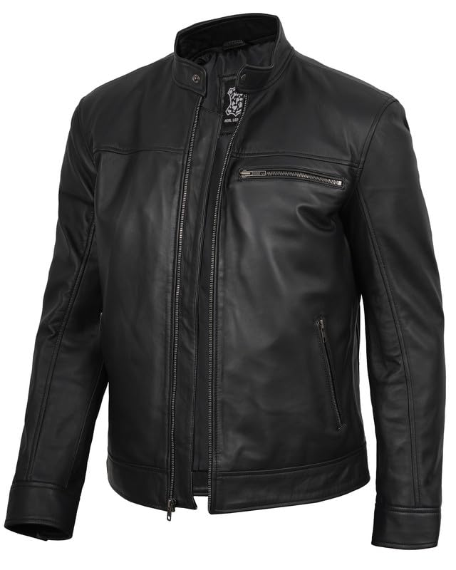 Decrum Men Leather Jacket - Casual Stylish Real Lambskin Leather Jackets for Men