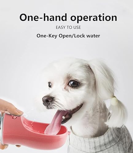 Vista 3 de Kalimdor Botella de agua para perros, dispensador de agua portátil a prueba de fugas para cachorros con alimentador para mascotas, caminar al aire