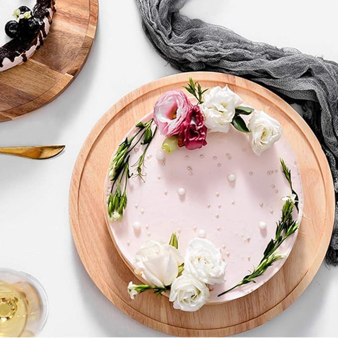 Image of MMTSWorld Wooden Cake Stand with Acrylic Dome, Round Cake Dessert Serving Tray Platter, Round Cake Cutting Holder, Cake Plate with Lid Serving Platter Tray Dessert Stand Cupcake Holder