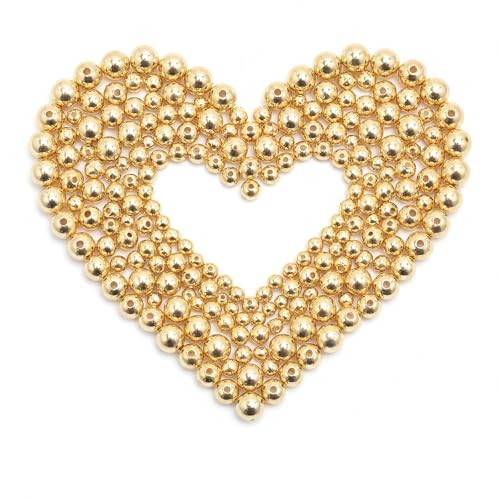 250pcs 18K Gold Filled Spacer Set Round Seamless Smooth Brass Components Durable Metal Spacers for DIY Necklace Bracelet Jewelry Making (Gold 3mm)
