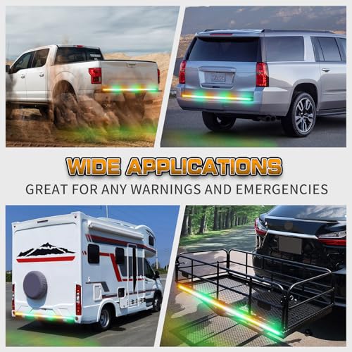 Image of 48 inch 288 LED Tailgate Strobe Lights Rear Emergency Lights | Amber Green Flashing Warning Hazard Caution Safety Light Strip for Tow Plow Trucks Construction Vehicles Pickup Trailer