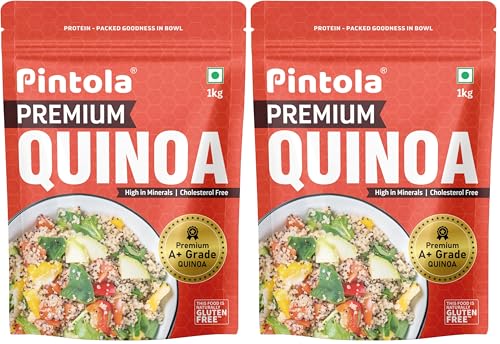 Image of Pintola Organic Quinoa 1kg, Cereal for Breakfast, High in Protein & Dietry Fibre, Minerals, Cholesterol-Free, Gluten-Free Quinoa Seeds Diet Food for Weight Management (1kg) (Pack of 2)