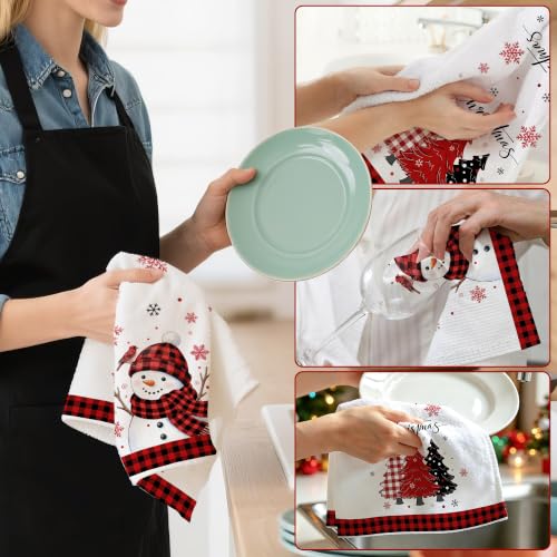 Image of Hexagram Christmas Hand Towels for Bathroom Set of 2, Christmas Kitchen Decor, Soft Luxury Hand Towels 18x28 Inches