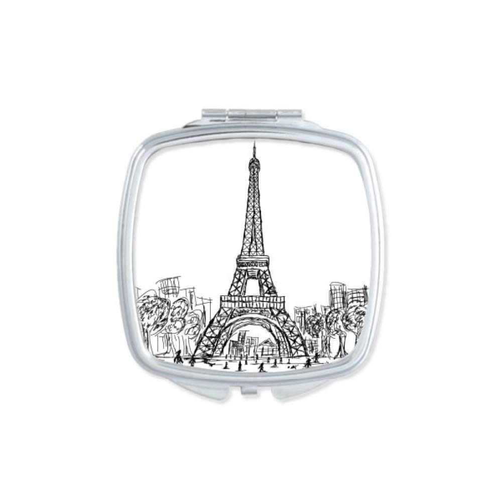 Eiffel Tower Square France Paris Mirror Portable Compact Pocket Makeup Double Sided Glass