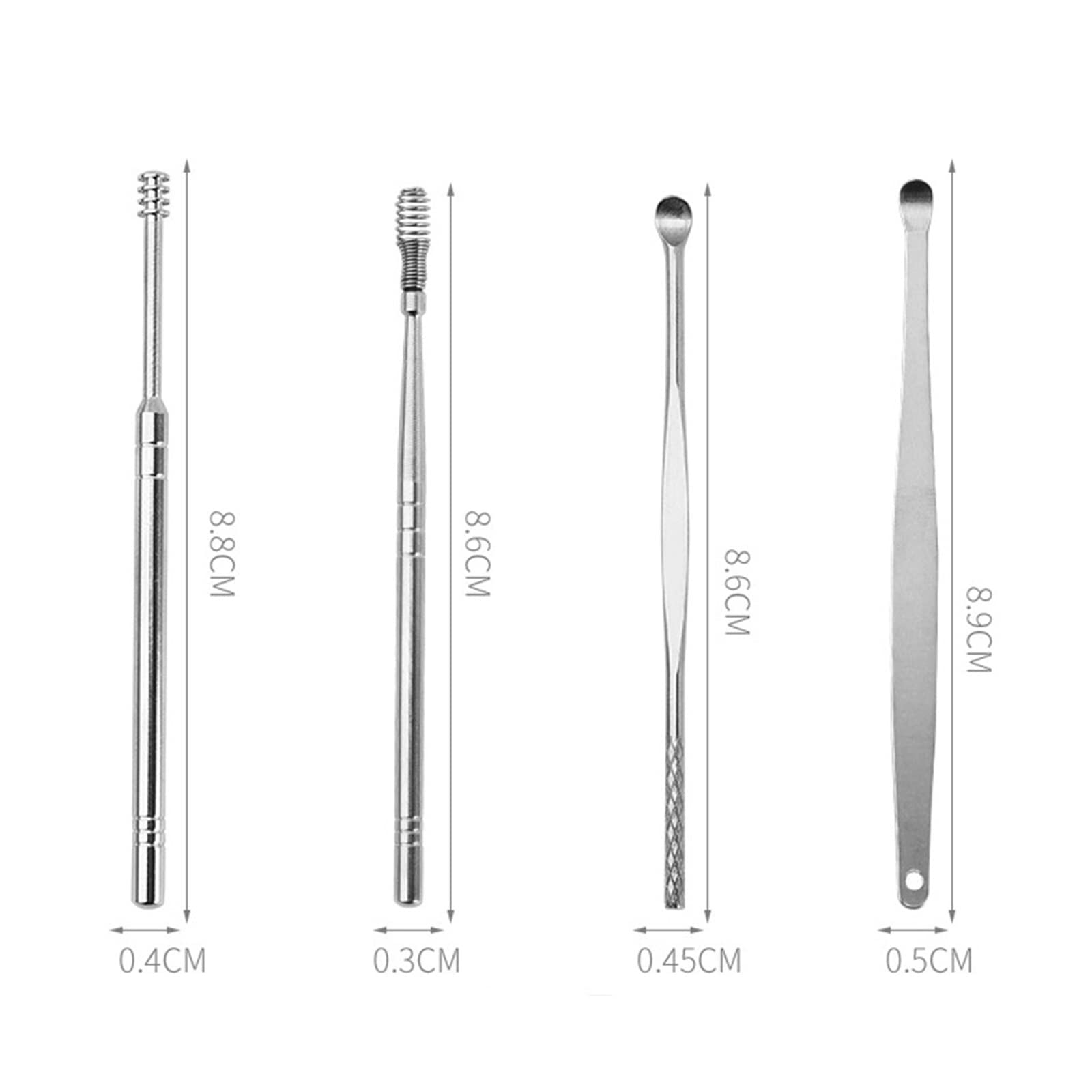 Produits d'élimination du cérumen Nettoyeur d'oreille Outil d'élimination du cérumen Curette en Acier Inoxydable Cure-Oreille Nettoyage des