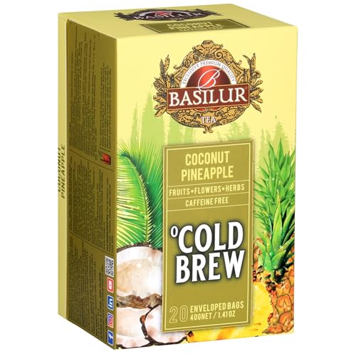 BASILUR Cold Brew - Té descafeinado afrutado con sabor a coco y piña, té frío en bolsitas 20 x 2 g (1)