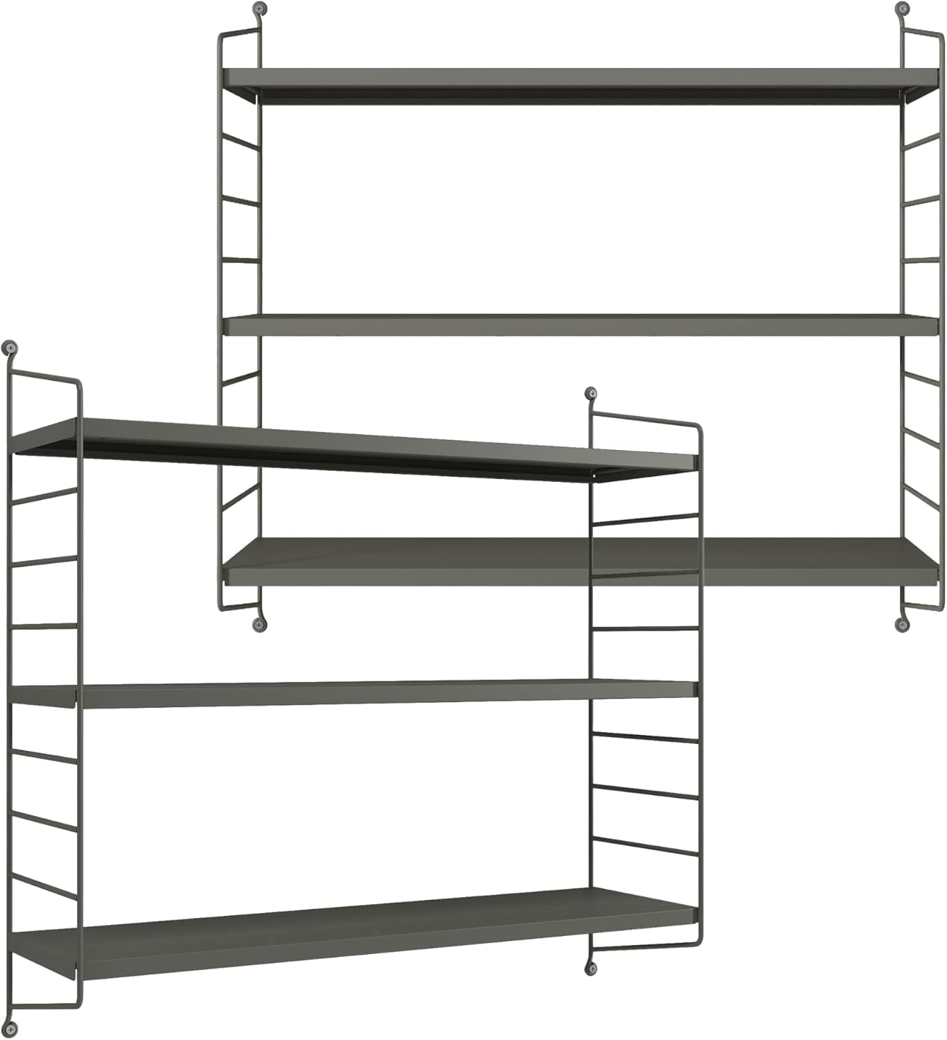 [en.casa] Modulares Wandregal Strängnäs 2er Set Metallregal Anthrazitgrau Hängeregal mit 3 Regalböden Badregal Küchenwandregal Wandablage Wohnzimmer