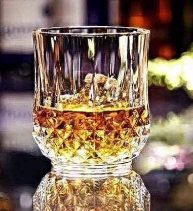 Kosh Diamond Crystal Cut Whiskey Bar Glass for Drinking Bourbon, Whisky, Scotch, Cocktails, Cognac- Old Fashioned Cocktail Tumblers 200 ML (Approx) (Set of 6) (Crystal Clear Small) 1