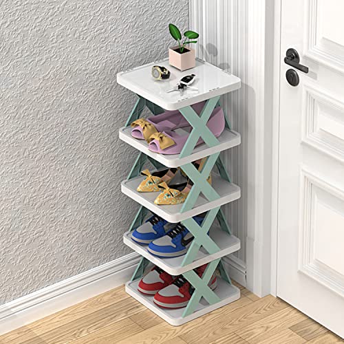 Thnkstaps Étagère à Chaussures empilable à 5 Niveaux,Plastique étagère à Chaussures,Meuble de Rangement Polyvalent,Rangement Chaussures, Shoe Rack,Peu Encombrant pour couloirs Les Zones d'entrée