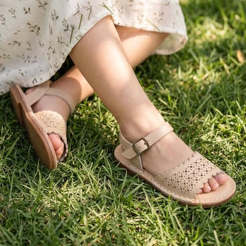 Image of THEE BRON Toddler Girls Vintage Open Toe Sandals Cushioned Comfy Summer Dress Shoes