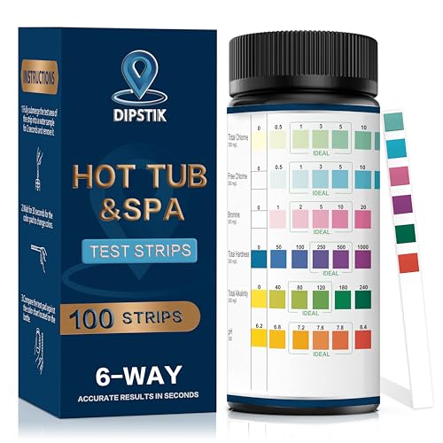 Dipstik Pool & Spa Test Strips - 6 in 1 Water Test for pH, Hardness, Bromine, Chlorine, 100 Counts