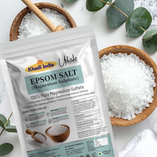 Image of Khadi Pure Epsom Salt for Bath Soak & Foot Soak | Magnesium Sulfate Crystals for Muscle Relaxation, Body Detox & Skin Care 1 kg