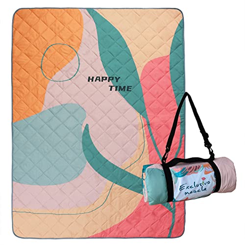 Exclusivo Mezcla Manta de Picnic Impermeable - Alfombra de Playa, Resistente a la Arena, Portátil y Grande, 150 x 200 cm, para Camping, Viaje, Parque y Jardín, Algas Verdes