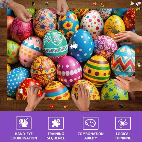 1000 Pieces Jigsaw Puzzles for Adults, Easter Eggs Jigsaw Puzzles for Family Game Puzzles Lover - Image 3