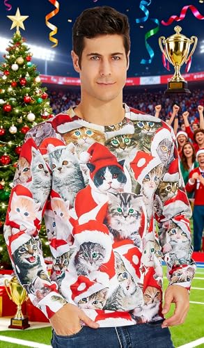 RAISEVERN Christmas Sweatshirt for Men Women Funny Pullover Xmas Top4