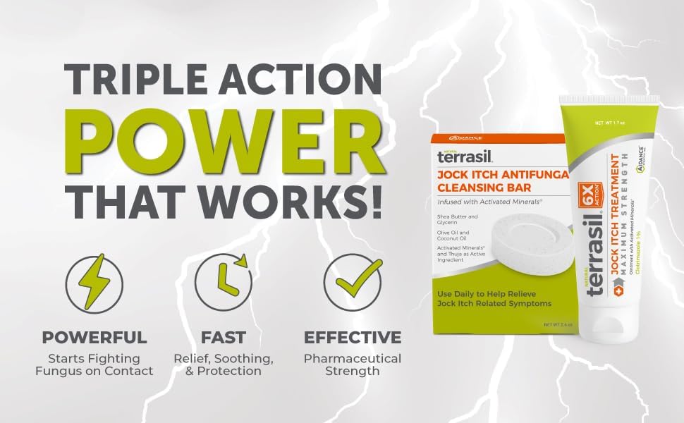 Miniatura 4 de terrasil Jock Itch - Crema antifúngica extra fuerte + jabón para picazón jock, clotrimazol clínicamente probado, tratamiento y alivio eficaz de la