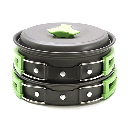 Honest Portable Camping cookware Mess kit Folding Cookset for Hiking Backpacking 10 Piece Lightweight Durable Pot Pan Bowls Spork with Nylon Bag Outdoor Cook Equipment - Thumbnail 4