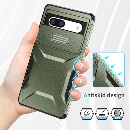 Coque Pixel 7A étui antichoc vert robuste G0DZQ avec cache caméra