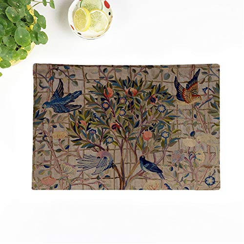 Topyee Set of 6 Placemats Victorian Vintage Pomegranates on Trellis William Morris Antique Nature 18x125 Inch Parties Decor Non-Slip Washable Place Mats for Kitchen Dinner Table Mats