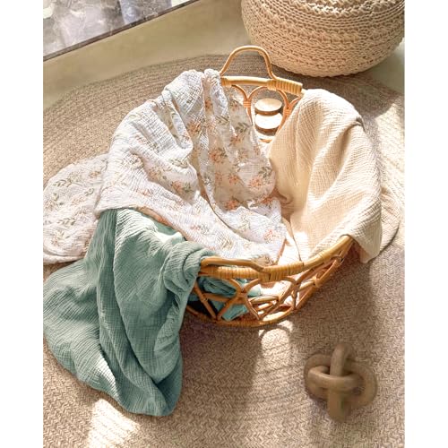 Image of lulumoon Baby Muslin Crib Sheets: Soft & Breathable Fitted Crib Sheets for Boys - Green Square Sheets for Standard Crib 2Pack