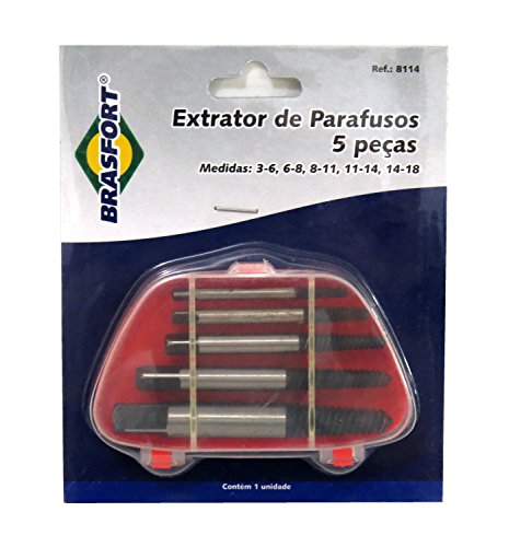 Kit Extrator De Parafuso Quebrado 3 A 18 Mm 5 Pçs Brasfort