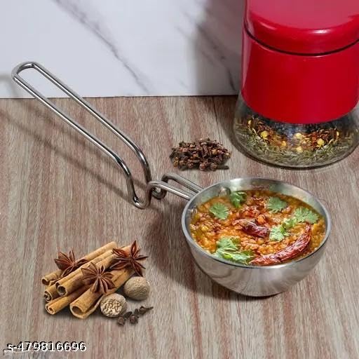 Image of Urban Elegance Aluminium Silver Tadka Pan for Cooking Purpose Hotel Home Restaurant