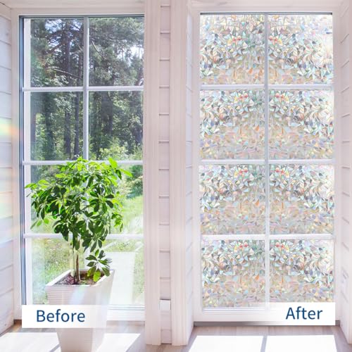 Zindoo Rainbow Window Film - 3D Stained Glass, Frosted Privacy, Anti-UV Static Cling for Home Office 44.5x200cm - Image 6