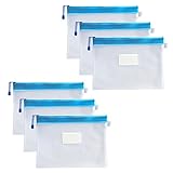 A4 File Bags with Tag Slot, Robust and Weatherproof Zipper Pouch for Multi-Purpose Storage and Projects (Pack of 6)