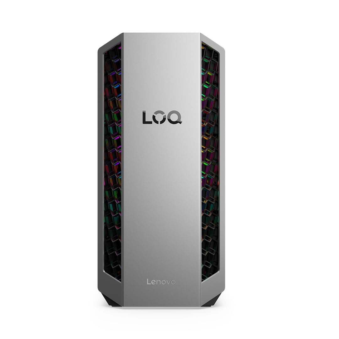 Lenovo LOQ Gaming Desktop 26L - (Processore AMD Ryzen 7-8745HX, RAM 2x8GB, Memoria 1 TB SSD, NVIDIA GeForce RTX 5070 12GB GDDR7, Windows 11) -Luna Grigio+Eclipse Nero - Esclusiva Amazon