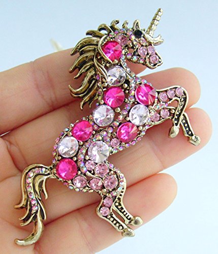 Image of Unique Animal Unicorn Horse Brooch Pin Pendant Austrian Crystal BZ6172