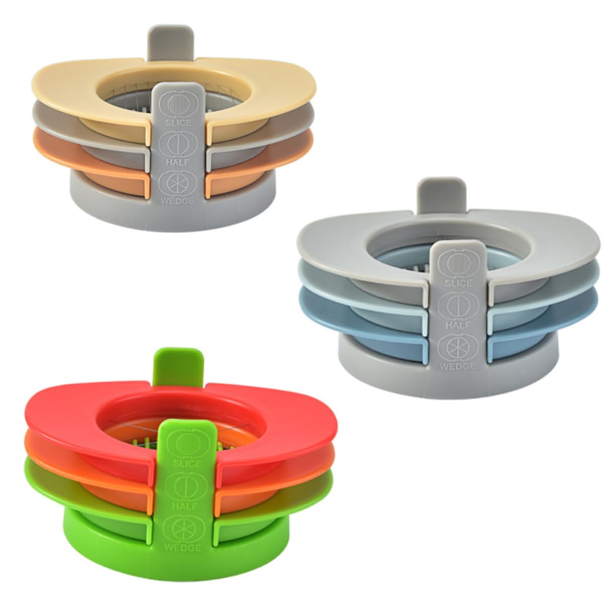 OFFSCH Egg Cutters Multifunctional Egg Slicer Egg Cooked Eggs Cutter Egg Separator Kitchen Tool Set of 3 Light Grey Light Blue