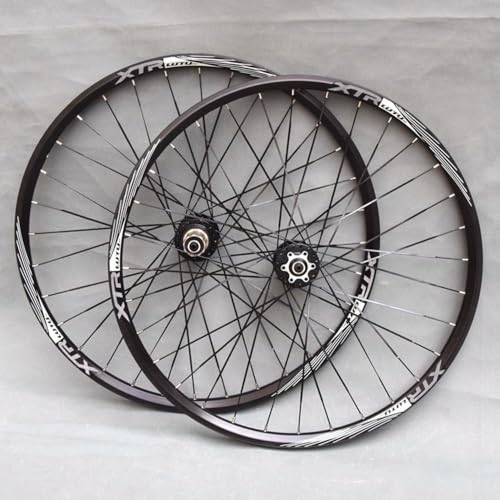 NBTRXWAFR Juego De Ruedas 26 27.5 29 Pulgadas Ruedas De Bicicleta MTB Cojinetes De Freno De Disco Bujes Bicicleta De Montaña Llantas De Aluminio Cassette 32H 8-11 Velocidades QR,Negro,26inch