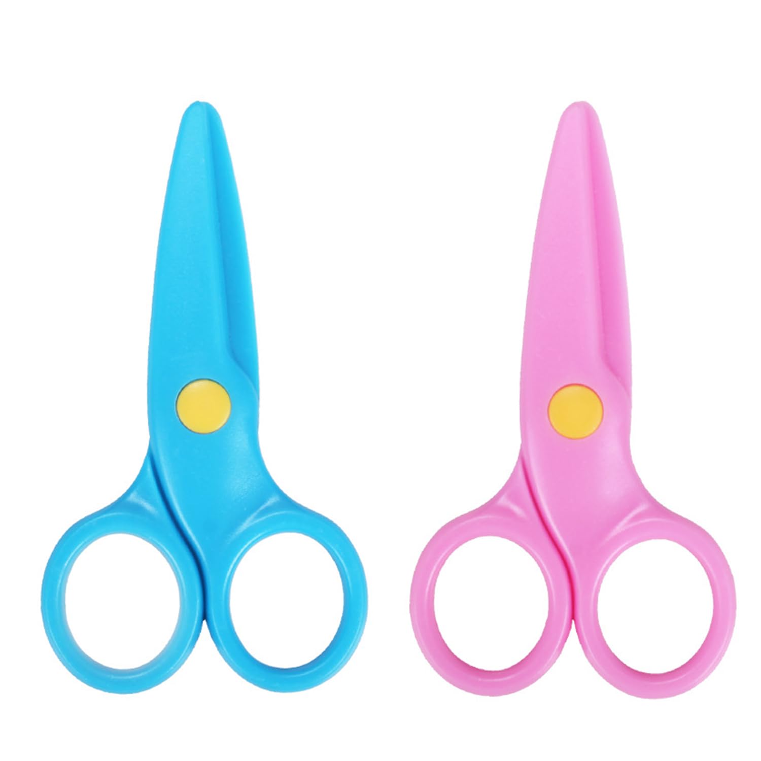 Tijeras de Seguridad de Cabeza Redonda para Niños - 2 Unidades para Corte de Papel, Pintura y Manualidades con Apertura y Cierre Ajustables