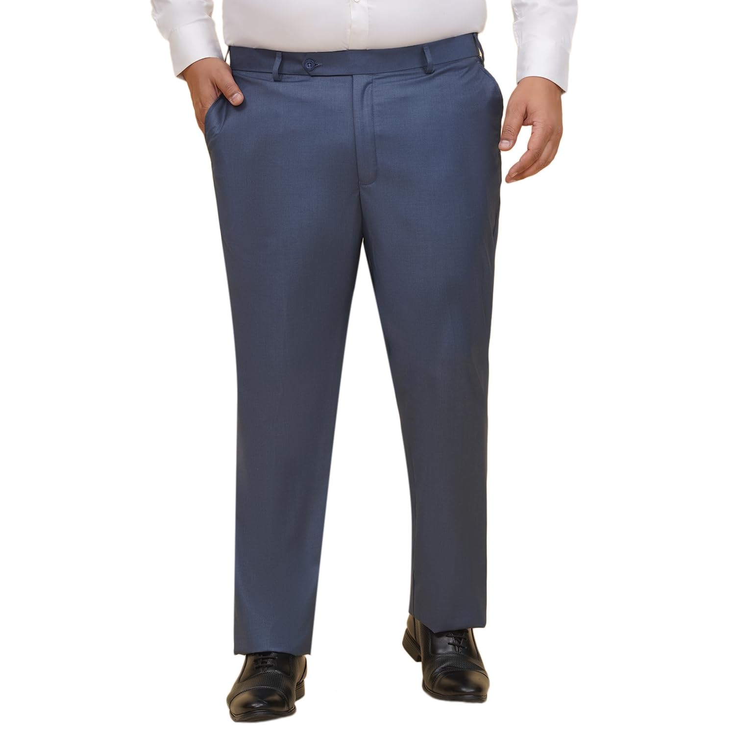 john pride Plus Size Men Regular Fit Mid-Rise Solid Blue Formal Trousers (JPTR22010O_Blue)-picture-36