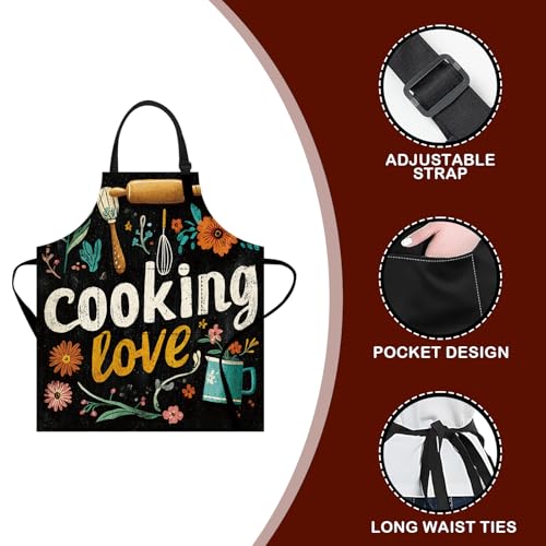 Image of Nuxovilar Cute Cooking Kitchen Apron, 26.77 * 30.7 Inches, Essential for Kitchen Cooking, Baking, Festive Gatherings