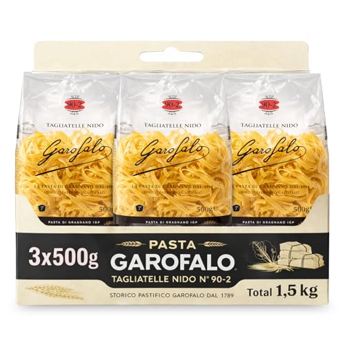 Tagliatelle nido Garofalo 500g, Pasta Italiana, Pasta alimenticia de sémola de trigo duro, Contiene gluten, Puede contener trazas de soja, Tiempo de cocción 7 minutos, 3 Paquete de 500 gr