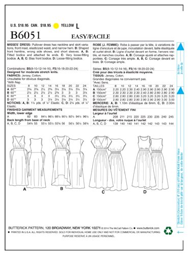 Butterick Patterns 6051B5 8–10–Patron de Robe Tailles 42 à 46