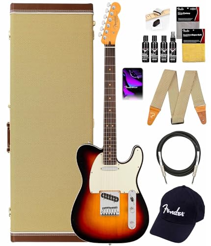 Fender American Ultra Luxe Vintage '60s Telecaster Custom�A���[�Y�E�b�h�w�� - �P�[�X�A�X�q�A�X�g���b�v�A�P�[�u���A�M�^�[�N���[�j���O�L�b�g�t��3�F�T���o�[�X�g�o���h��
