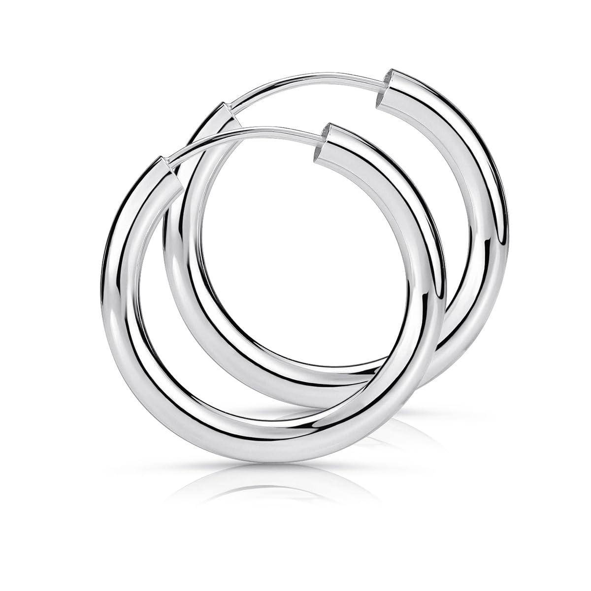 MATERIA by Matthias Wagner Gouden creolen van 925 sterling zilver, 2,5 mm breed, 15-60 mm groot, 20 mm, Zilver
