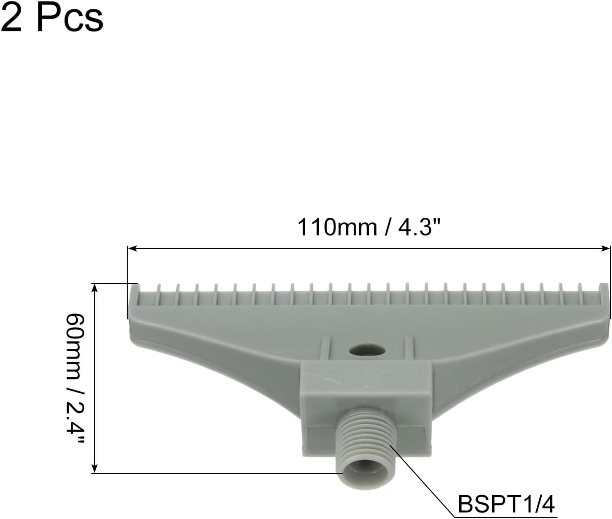 uxcell 2 Pcs BSPT1/4 Male Blowing Wind Nozzle, Flat ABS Air Jet Nozzle with PTFE Tape for Compressed Air Machine Accessories (110mm/4.3", Grey)
